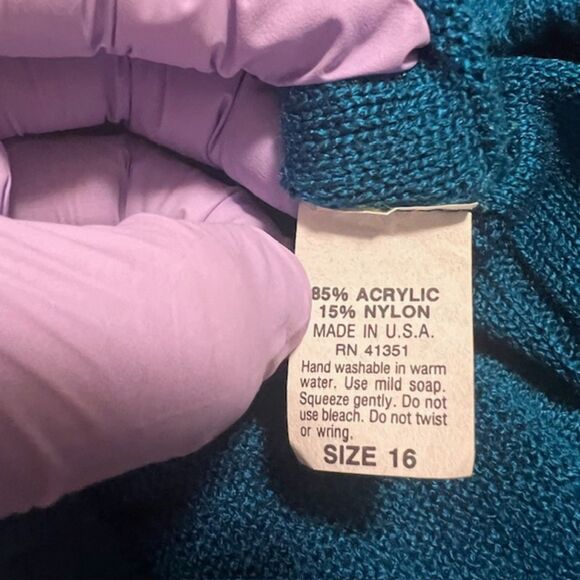 Womens Teal Elastic Waist Knee Length Acrylic Nylon Blend Knit Skirt Sz 16 USA - Picture 5 of 7